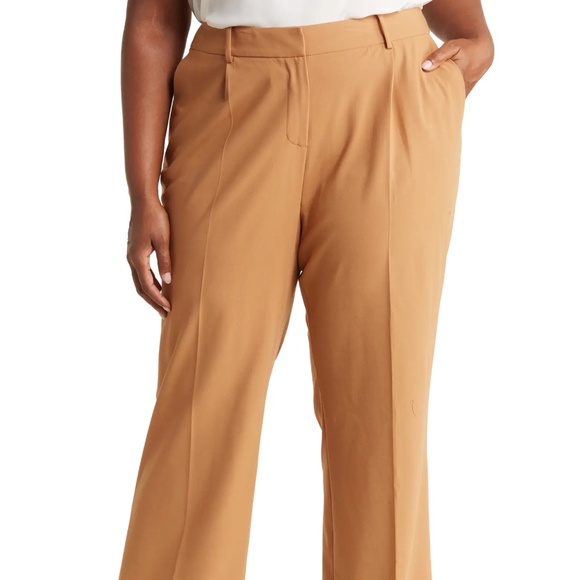 Straight Legš§”Camel Pleated Pants - Picture 2 of 8